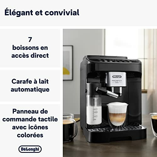 Machine à café DeLonghi avec carafe à lait automatique