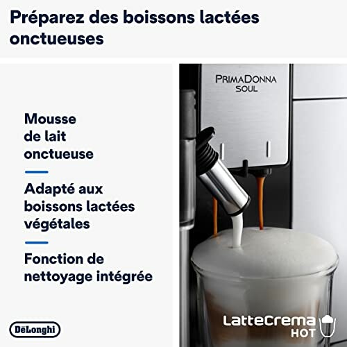 Machine à café DeLonghi avec mousse de lait