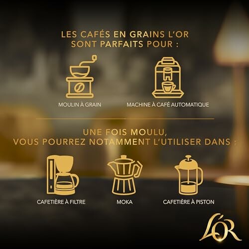 Méthodes de préparation du café L'Or illustrées.