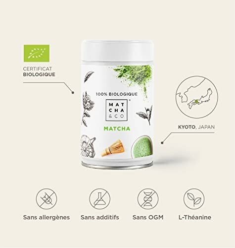 Thé matcha biologique avec certification, Kyoto Japon